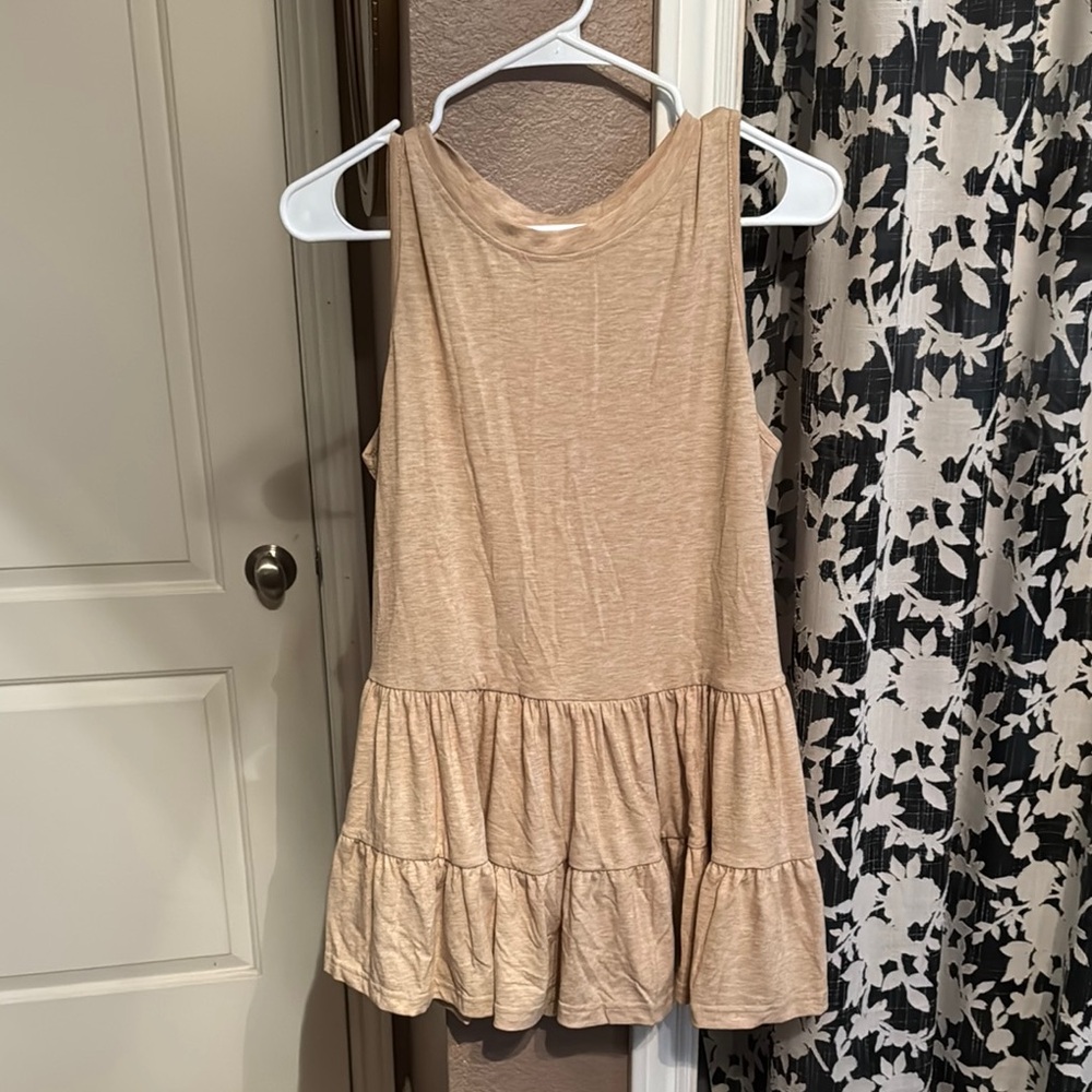 Sleeveless Tan Long Too